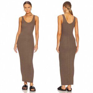 Enza Costa Silk Rib Knit Maxi Dress (Mushroom)
